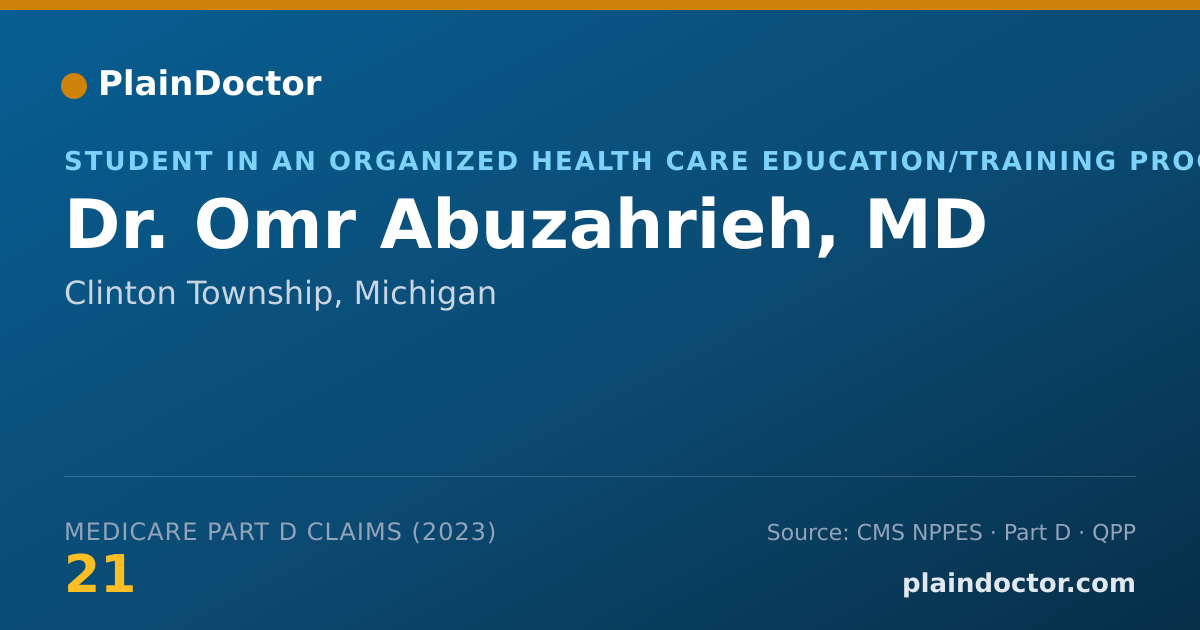 Shareable card for Omr Abuzahrieh, MD - Student in an Organized Health Care Education/Training Program, Clinton Township, MI