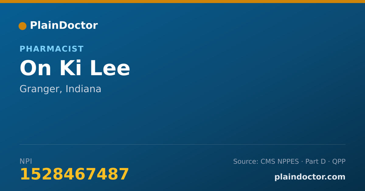 Shareable card for On Ki Lee - Pharmacist, Granger, IN