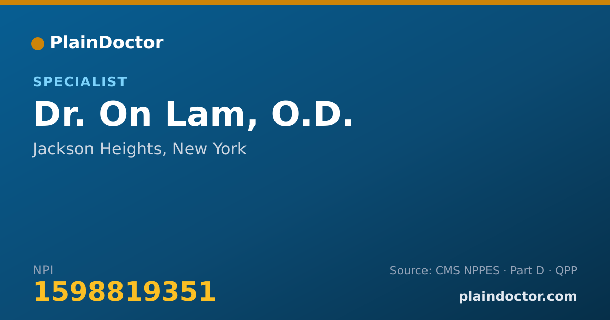 Shareable card for On Lam, O.D. - Specialist, Jackson Heights, NY