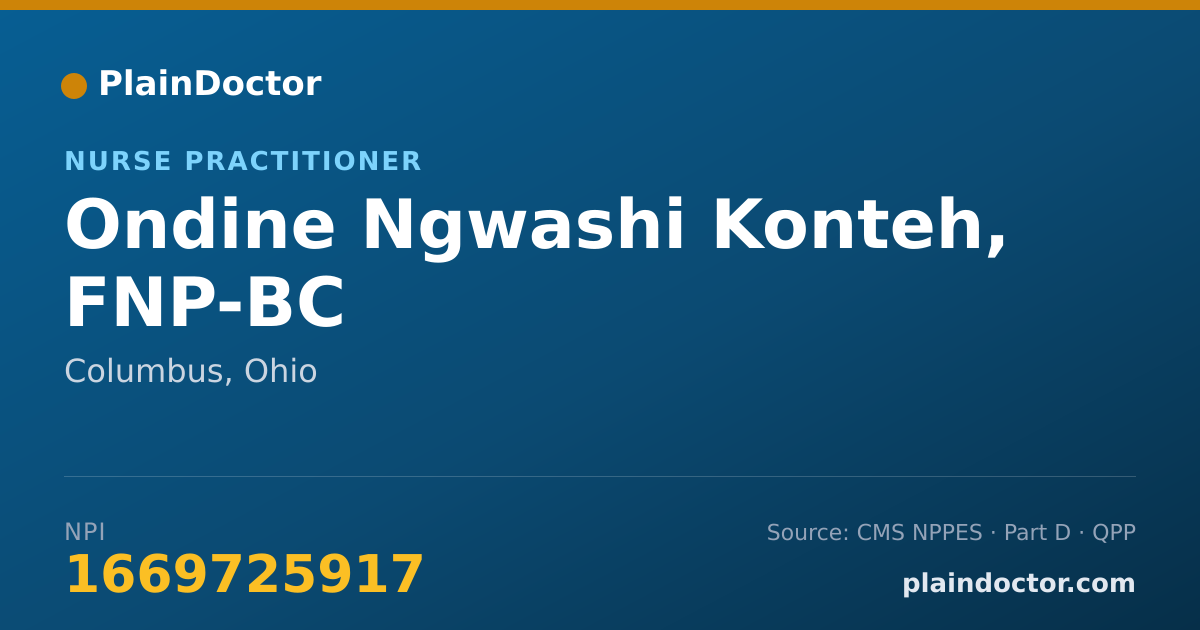 Shareable card for Ondine Ngwashi Konteh, FNP-BC - Nurse Practitioner, Columbus, OH