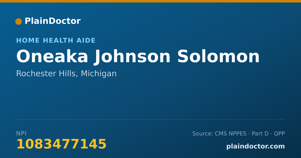 Shareable card for Oneaka Johnson Solomon - Home Health Aide, Rochester Hills, MI