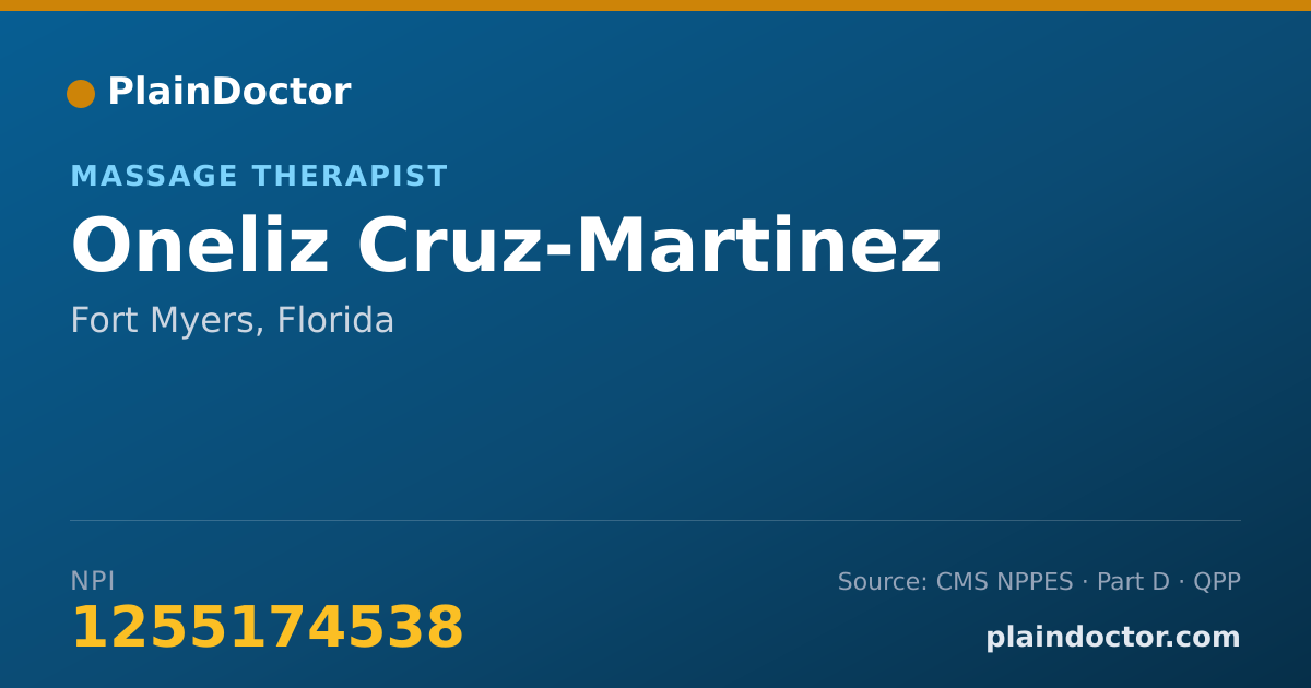 Shareable card for Oneliz Cruz-Martinez - Massage Therapist, Fort Myers, FL