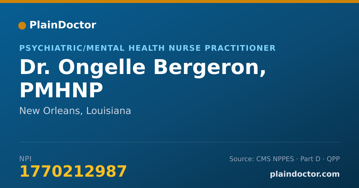 Shareable card for Ongelle Bergeron, PMHNP - Psychiatric/Mental Health Nurse Practitioner, New Orleans, LA