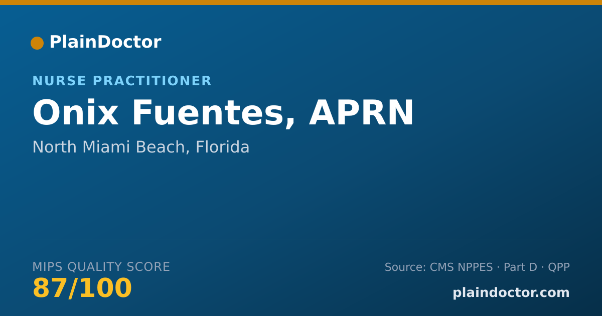 Shareable card for Onix Fuentes, APRN - Nurse Practitioner, North Miami Beach, FL