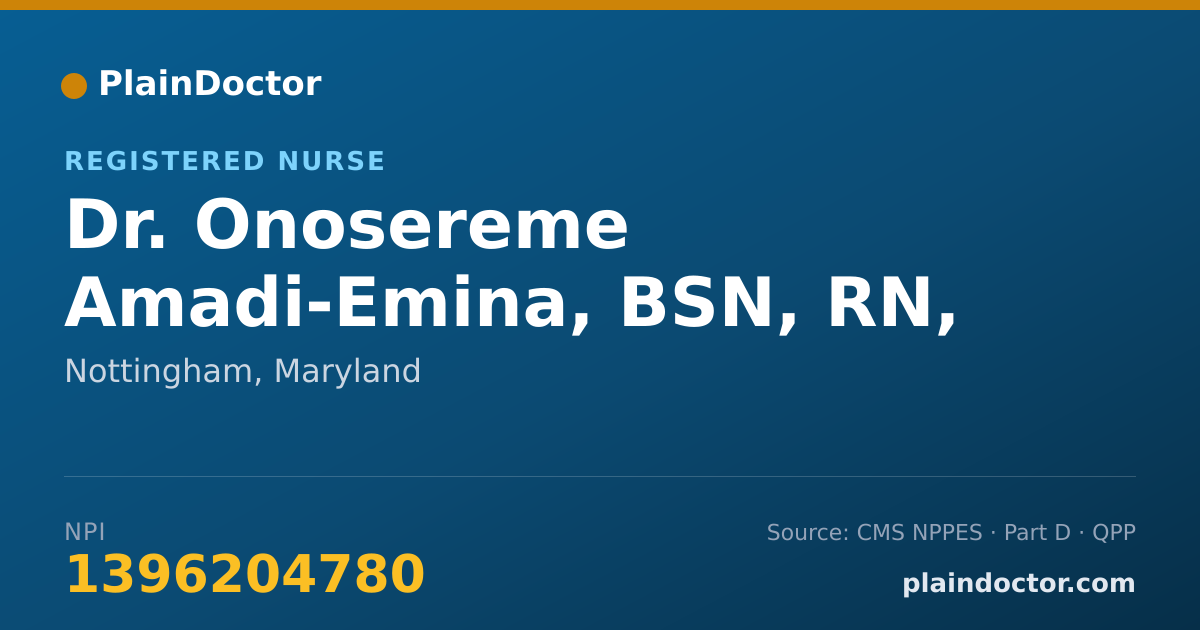 Shareable card for Onosereme Amadi-Emina, BSN, RN, CM/DN - Registered Nurse, Nottingham, MD