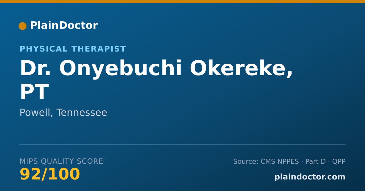 Shareable card for Onyebuchi Okereke, PT - Physical Therapist, Powell, TN