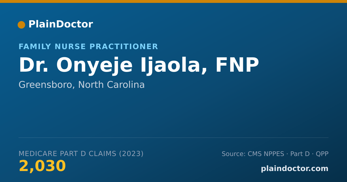 Shareable card for Onyeje Ijaola, FNP - Family Nurse Practitioner, Greensboro, NC