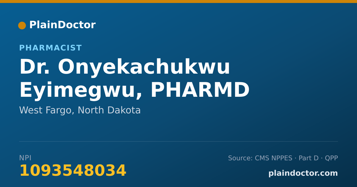 Shareable card for Onyekachukwu Eyimegwu, PHARMD - Pharmacist, West Fargo, ND