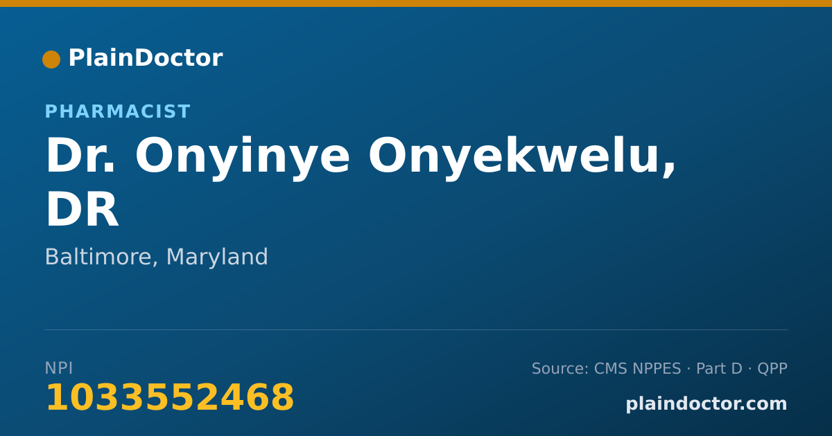 Shareable card for Onyinye Onyekwelu, DR - Pharmacist, Baltimore, MD