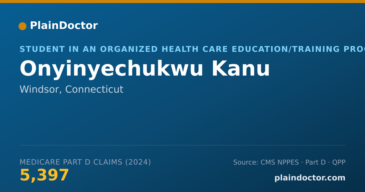 Shareable card for Onyinyechukwu Kanu - Student in an Organized Health Care Education/Training Program, Windsor, CT