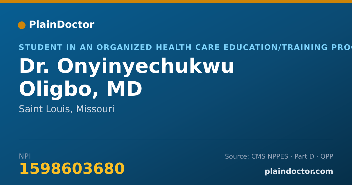 Shareable card for Onyinyechukwu Oligbo, MD - Student in an Organized Health Care Education/Training Program, Saint Louis, MO
