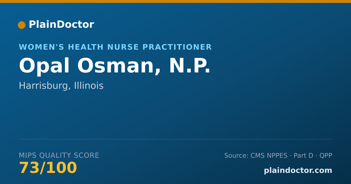 Shareable card for Opal Osman, N.P. - Women's Health Nurse Practitioner, Harrisburg, IL