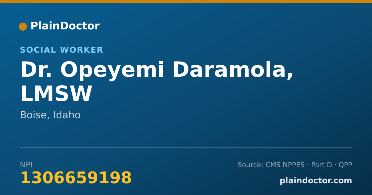 Shareable card for Opeyemi Daramola, LMSW - Social Worker, Boise, ID