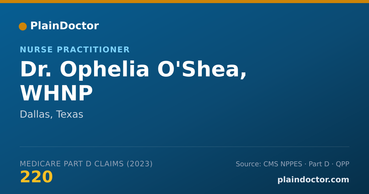 Shareable card for Ophelia O'Shea, WHNP - Nurse Practitioner, Dallas, TX