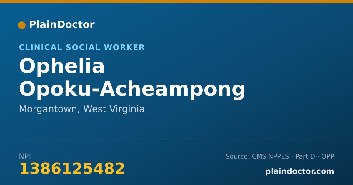 Shareable card for Ophelia Opoku-Acheampong - Clinical Social Worker, Morgantown, WV