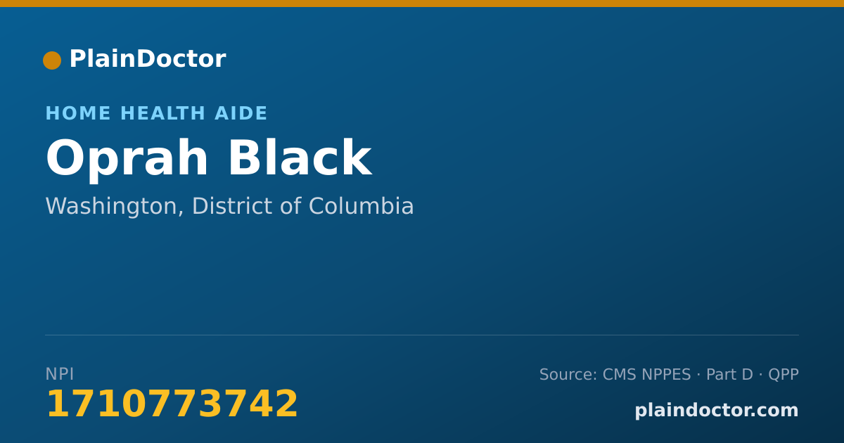 Shareable card for Oprah Black - Home Health Aide, Washington, DC