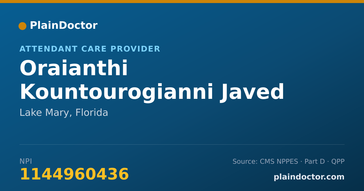 Shareable card for Oraianthi Kountourogianni Javed - Attendant Care Provider, Lake Mary, FL