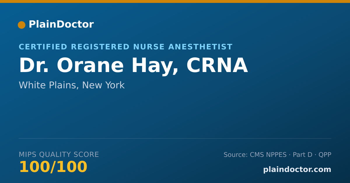Shareable card for Orane Hay, CRNA - Certified Registered Nurse Anesthetist, White Plains, NY