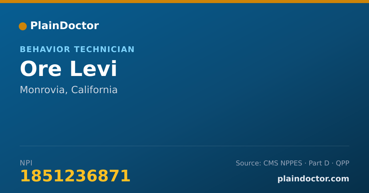 Shareable card for Ore Levi - Behavior Technician, Monrovia, CA