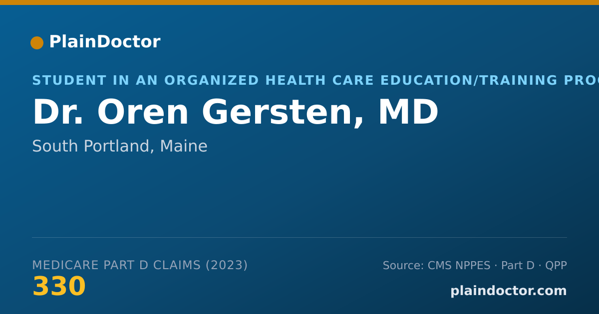 Shareable card for Oren Gersten, MD - Student in an Organized Health Care Education/Training Program, South Portland, ME