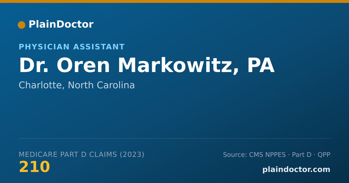 Shareable card for Oren Markowitz, PA - Physician Assistant, Charlotte, NC