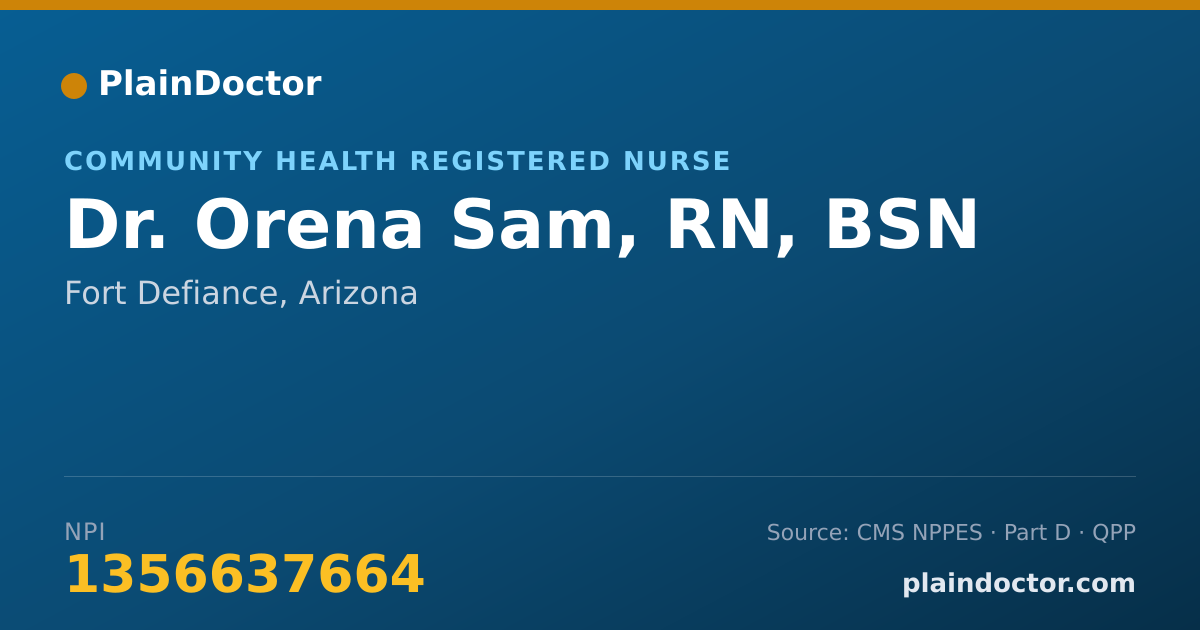 Shareable card for Orena Sam, RN, BSN - Community Health Registered Nurse, Fort Defiance, AZ