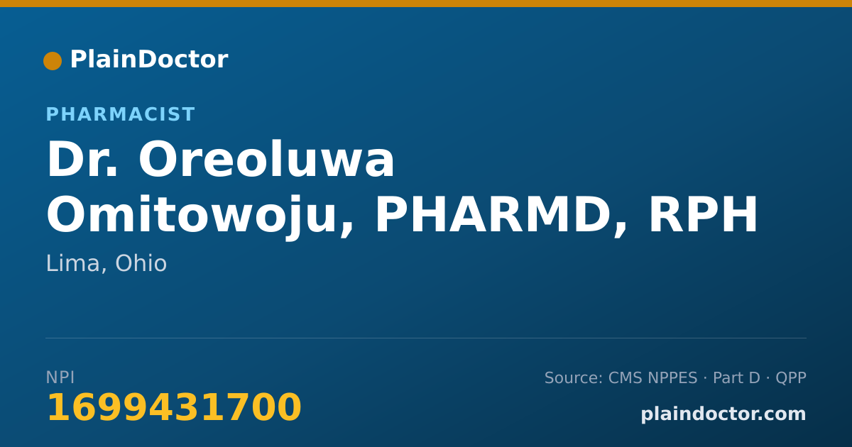 Shareable card for Oreoluwa Omitowoju, PHARMD, RPH - Pharmacist, Lima, OH