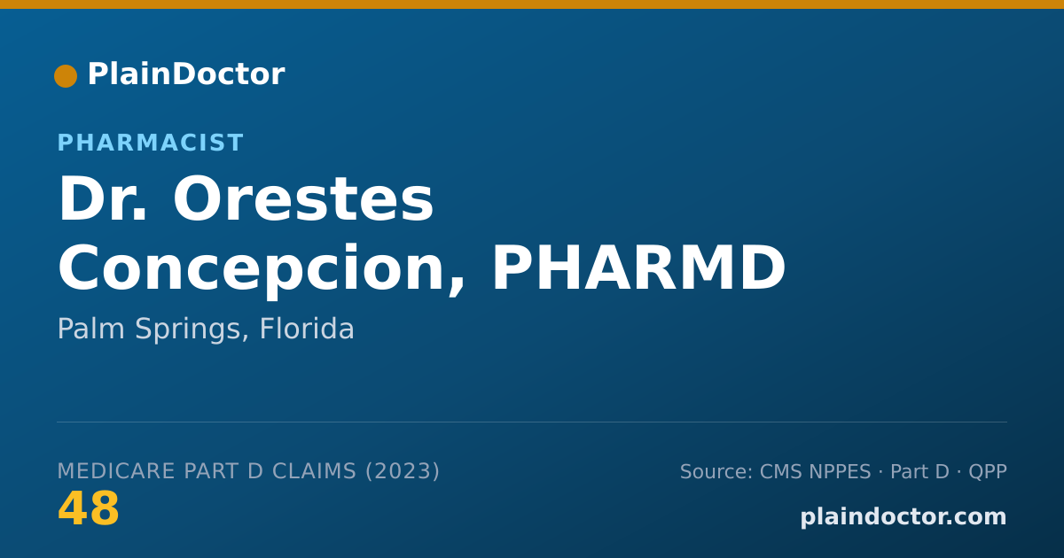 Shareable card for Orestes Concepcion, PHARMD - Pharmacist, Palm Springs, FL
