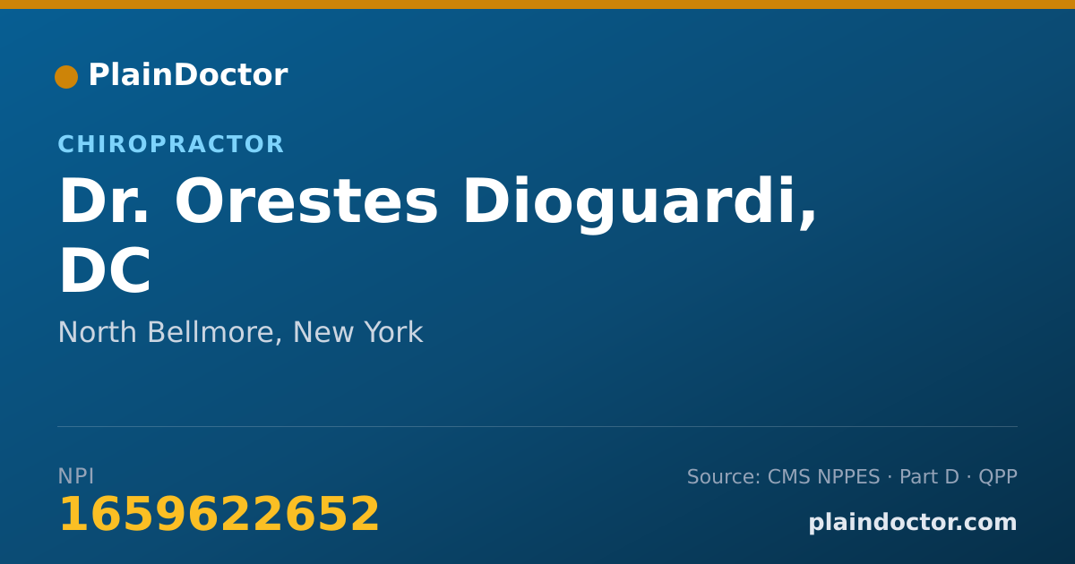 Shareable card for Orestes Dioguardi, DC - Chiropractor, North Bellmore, NY