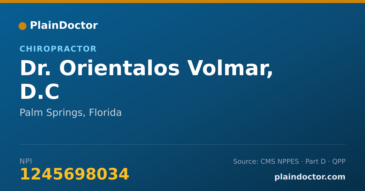 Shareable card for Orientalos Volmar, D.C - Chiropractor, Palm Springs, FL