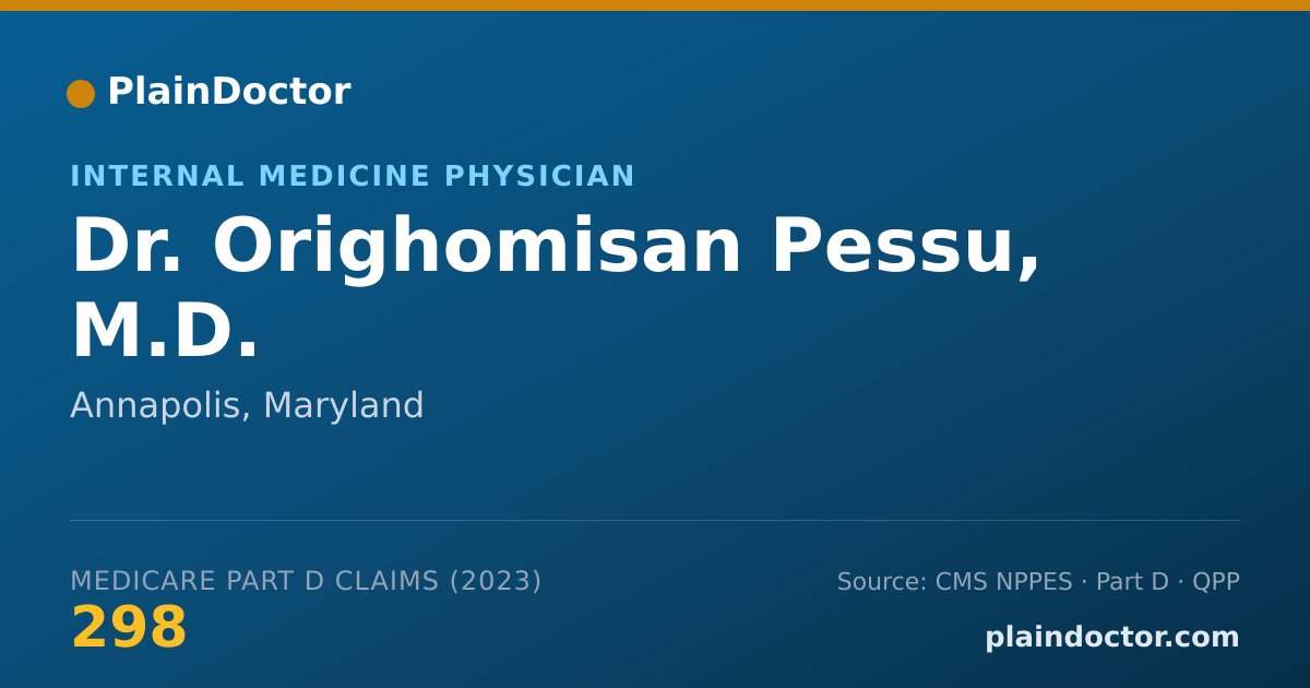Shareable card for Orighomisan Pessu, M.D. - Internal Medicine Physician, Annapolis, MD