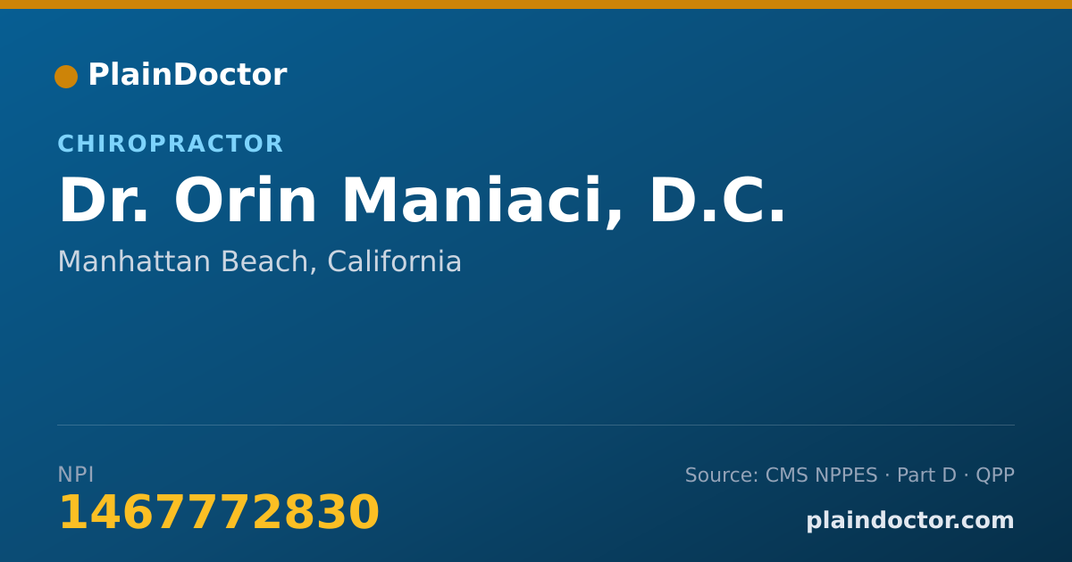 Shareable card for Orin Maniaci, D.C. - Chiropractor, Manhattan Beach, CA