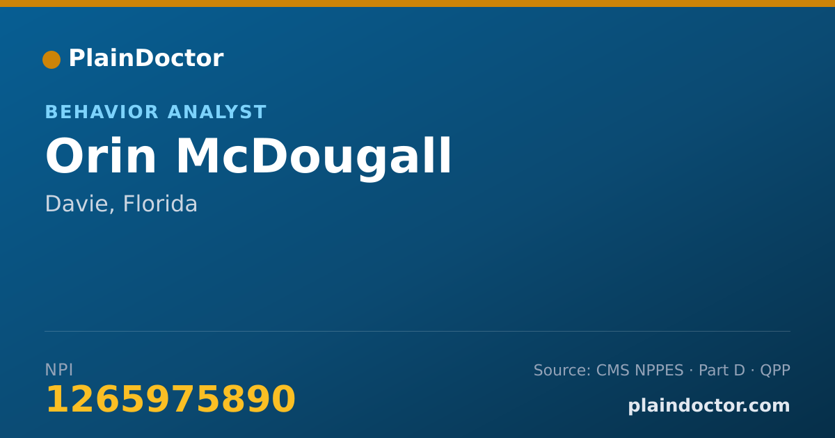 Shareable card for Orin McDougall - Behavior Analyst, Davie, FL