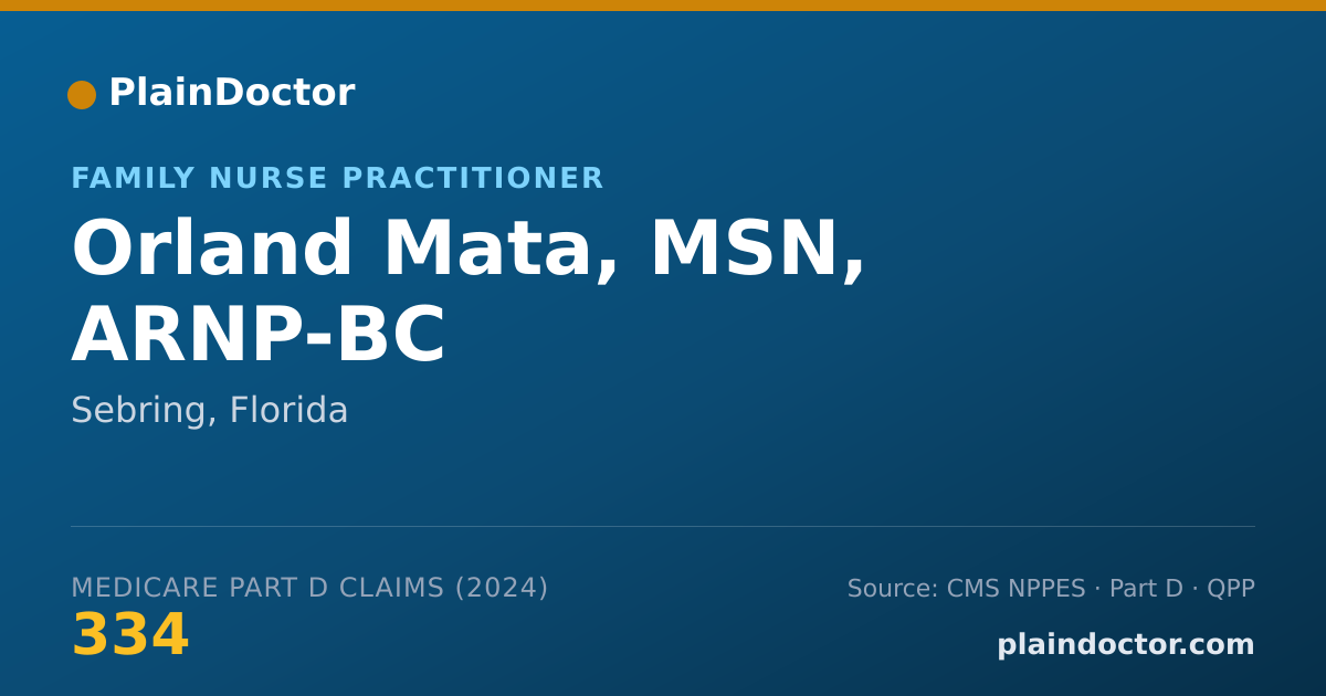 Shareable card for Orland Mata, MSN, ARNP-BC - Family Nurse Practitioner, Sebring, FL