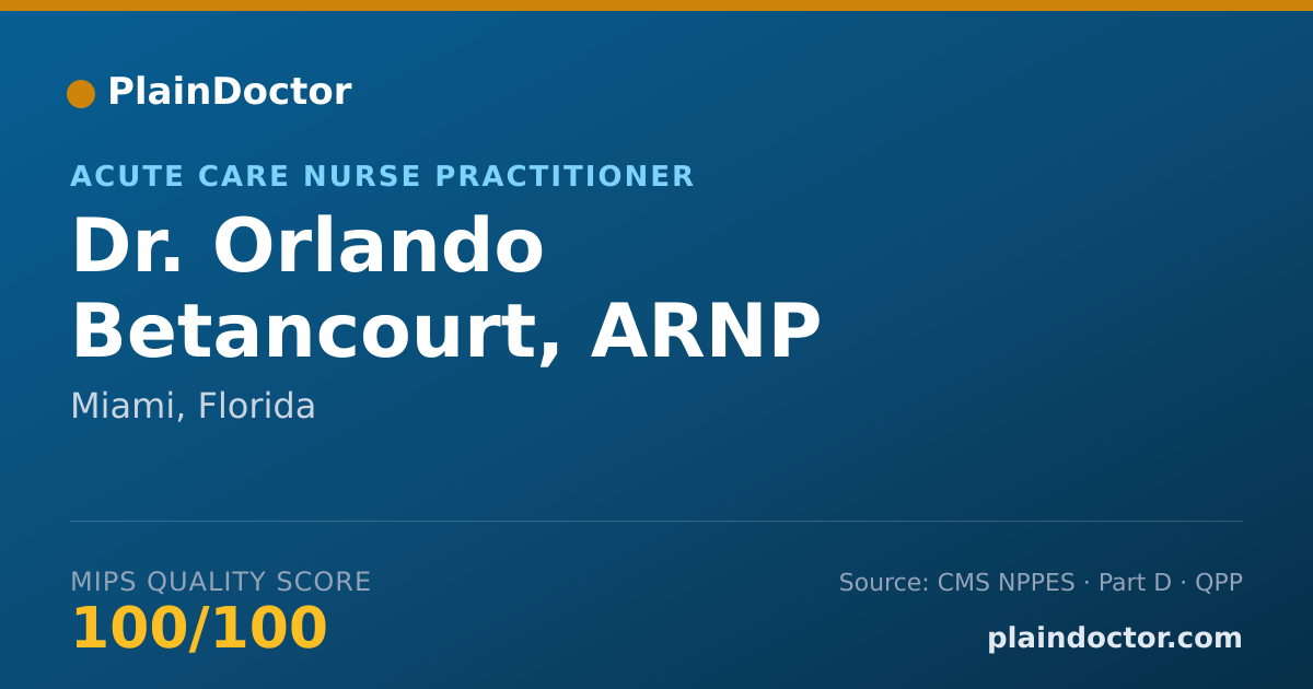 Shareable card for Orlando Betancourt, ARNP - Acute Care Nurse Practitioner, Miami, FL