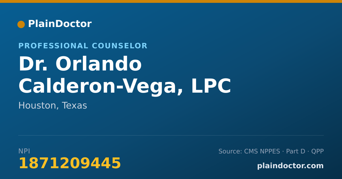 Shareable card for Orlando Calderon-Vega, LPC - Professional Counselor, Houston, TX