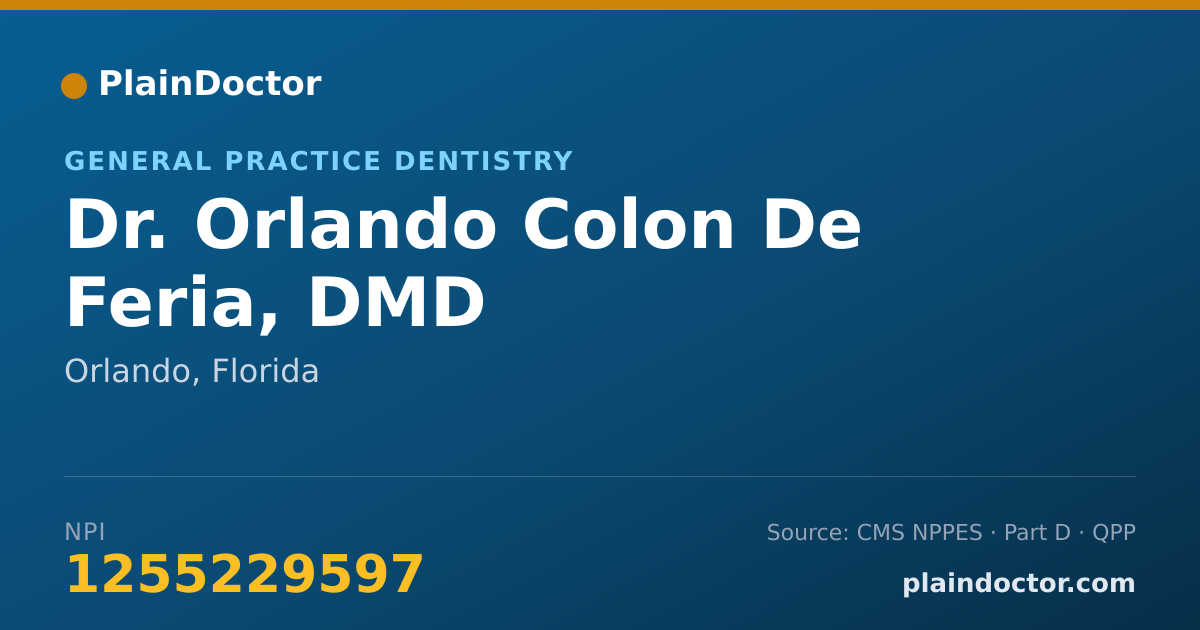 Shareable card for Orlando Colon De Feria, DMD - General Practice Dentistry, Orlando, FL