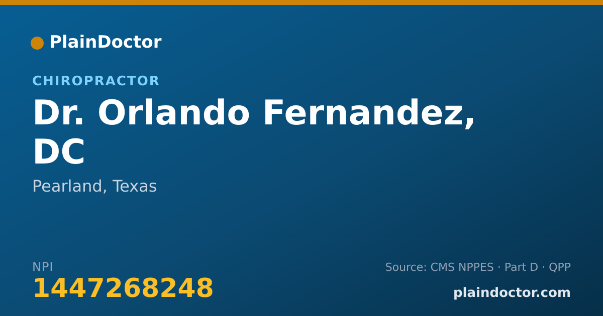Shareable card for Orlando Fernandez, DC - Chiropractor, Pearland, TX