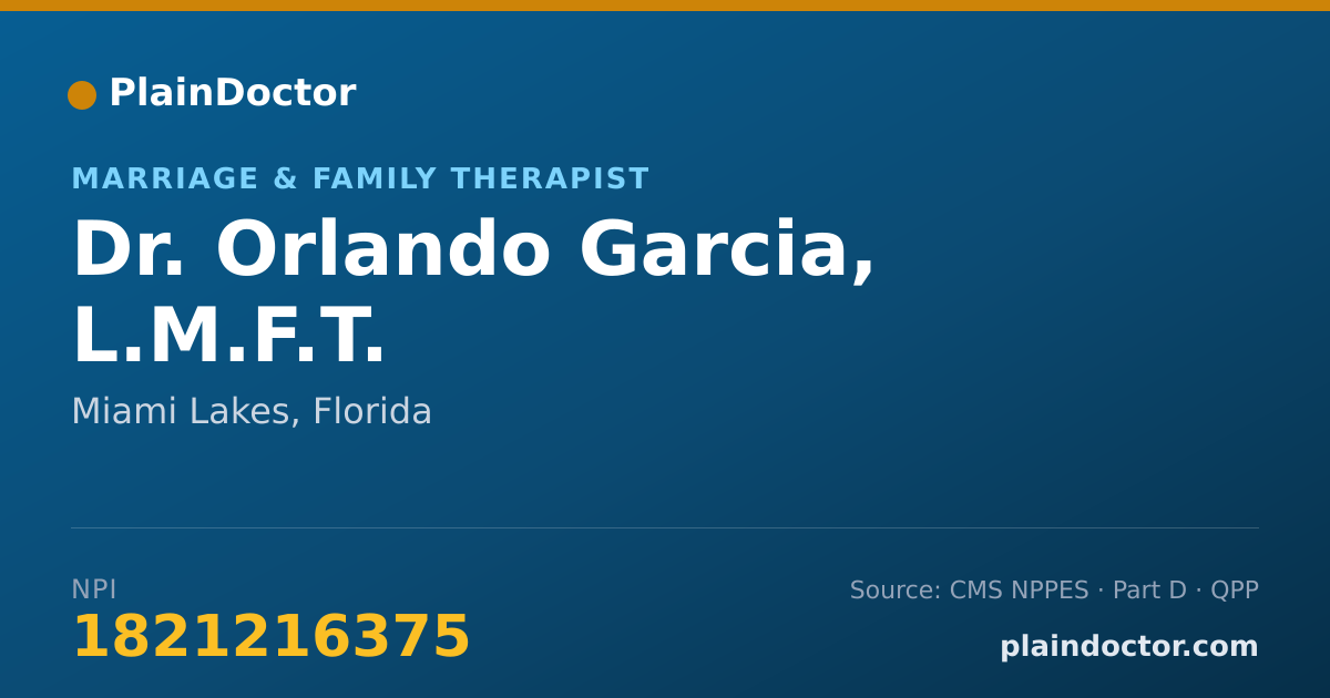 Shareable card for Orlando Garcia, L.M.F.T. - Marriage & Family Therapist, Miami Lakes, FL