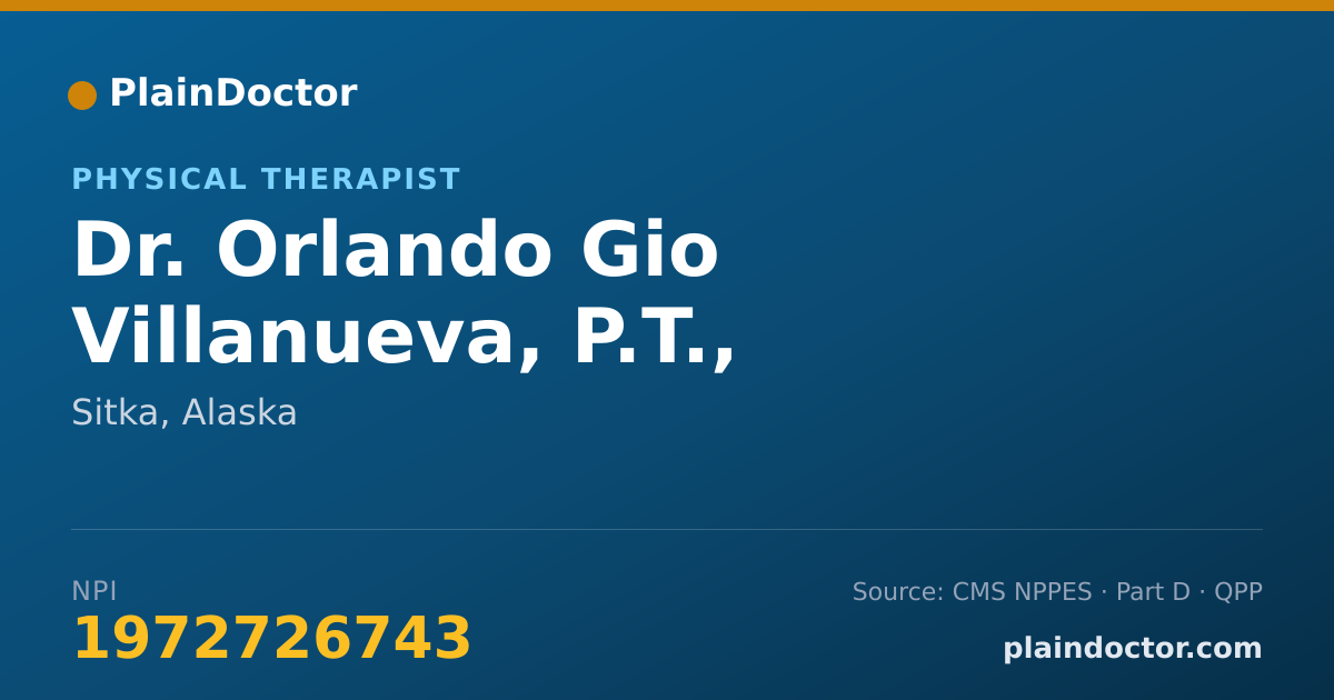 Shareable card for Orlando Gio Villanueva, P.T., D.P.T., A.T.C. - Physical Therapist, Sitka, AK