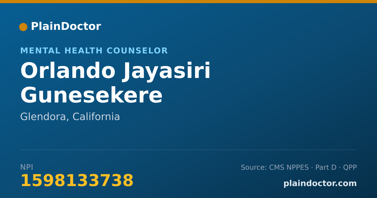 Shareable card for Orlando Jayasiri Gunesekere - Mental Health Counselor, Glendora, CA