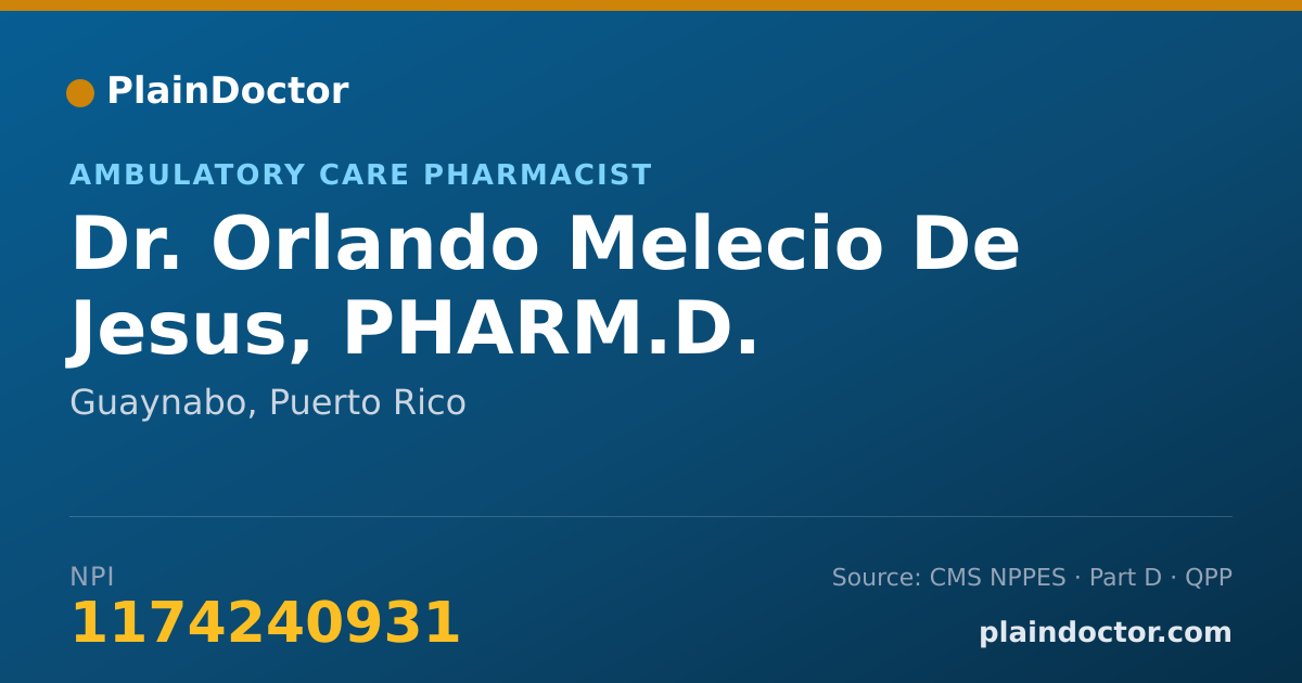 Shareable card for Orlando Melecio De Jesus, PHARM.D. - Ambulatory Care Pharmacist, Guaynabo, PR