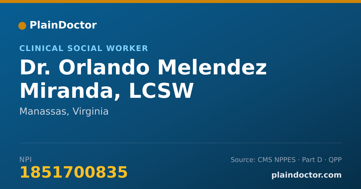 Shareable card for Orlando Melendez Miranda, LCSW - Clinical Social Worker, Manassas, VA
