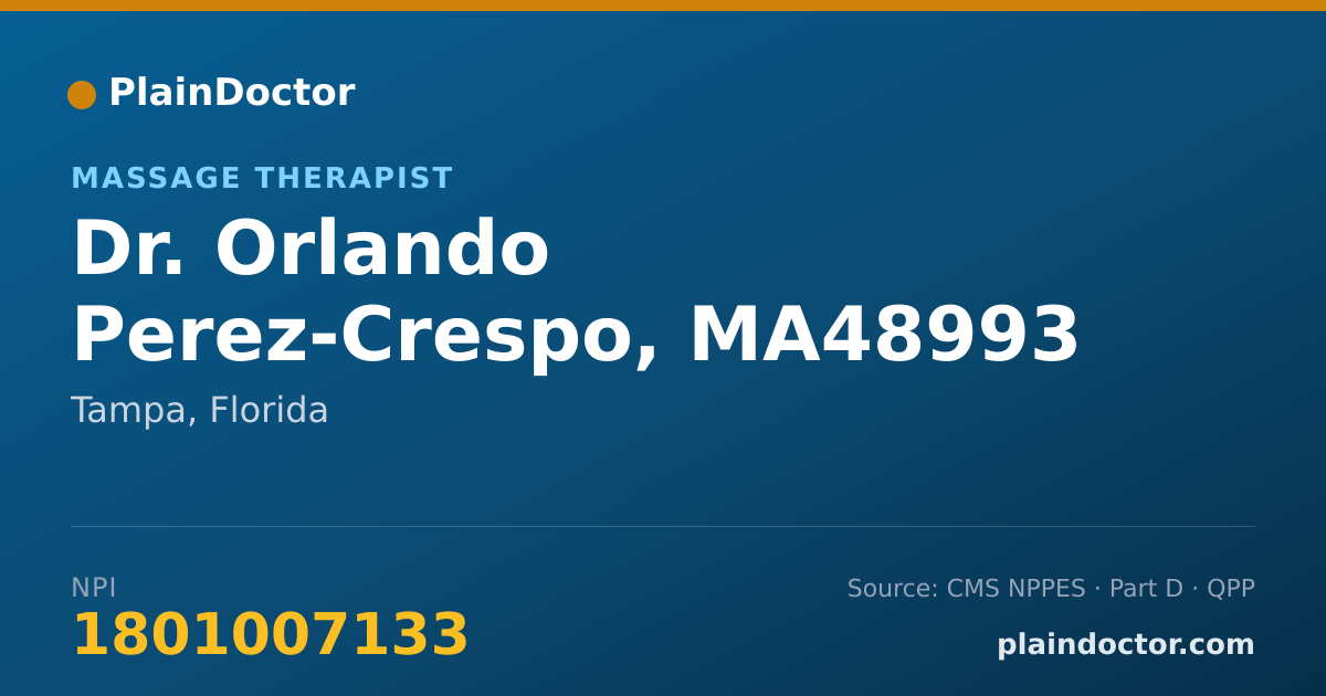 Shareable card for Orlando Perez-Crespo, MA48993 - Massage Therapist, Tampa, FL