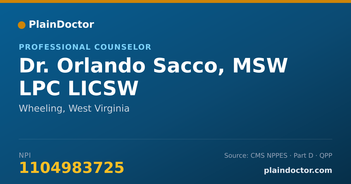 Shareable card for Orlando Sacco, MSW LPC LICSW - Professional Counselor, Wheeling, WV