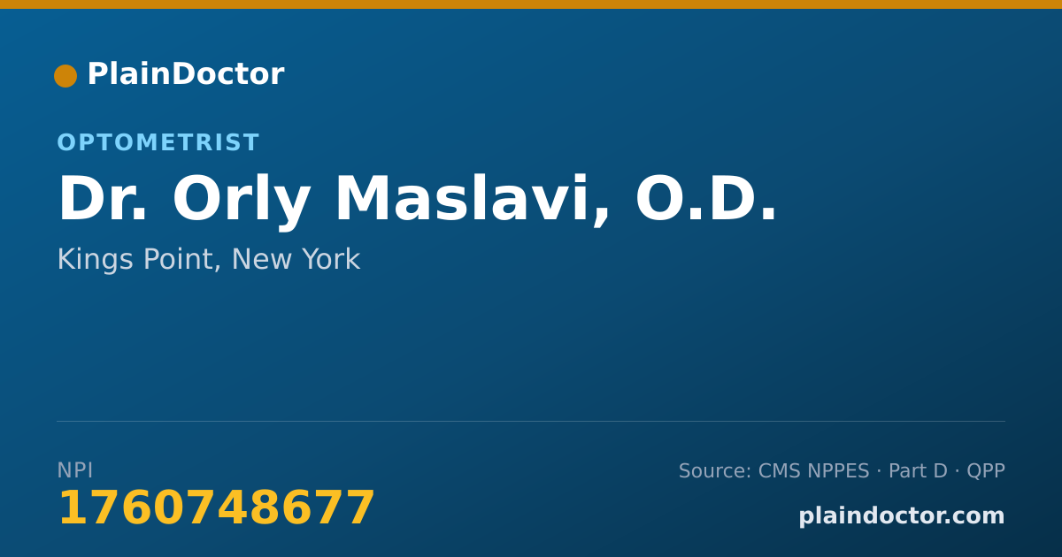 Shareable card for Orly Maslavi, O.D. - Optometrist, Kings Point, NY