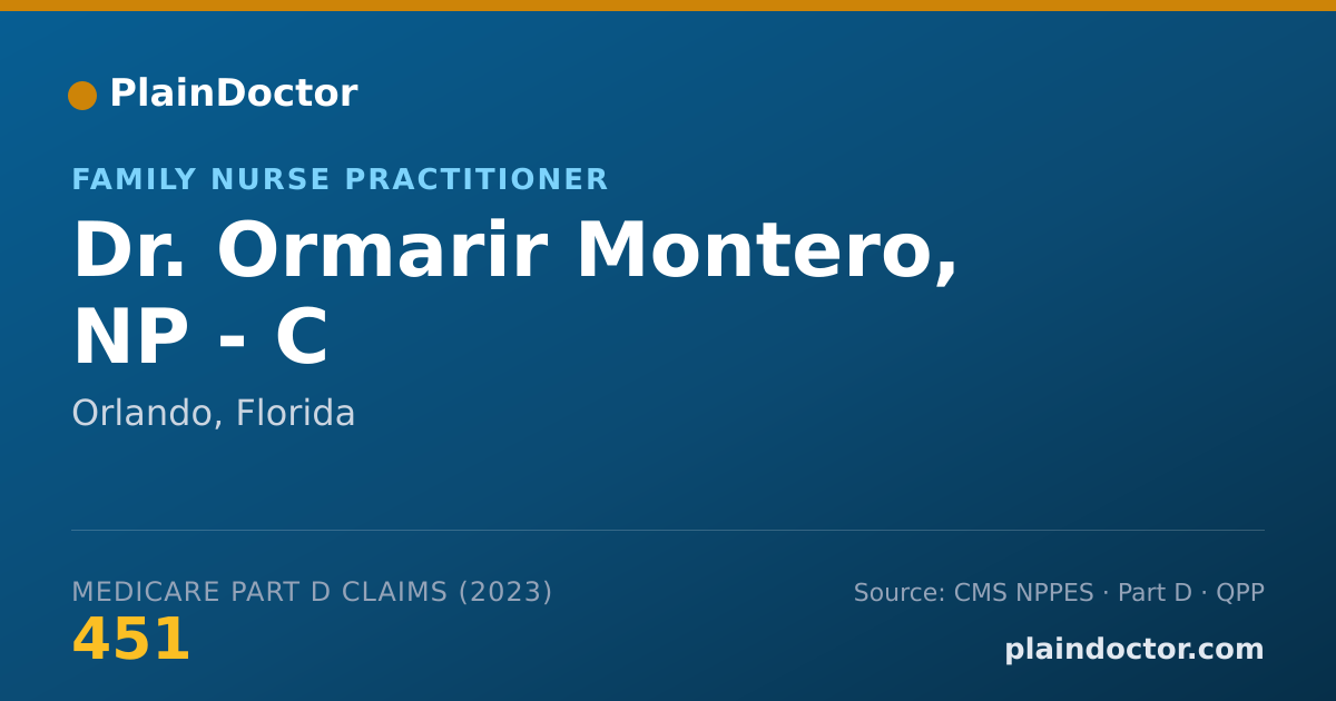 Shareable card for Ormarir Montero, NP - C - Family Nurse Practitioner, Orlando, FL
