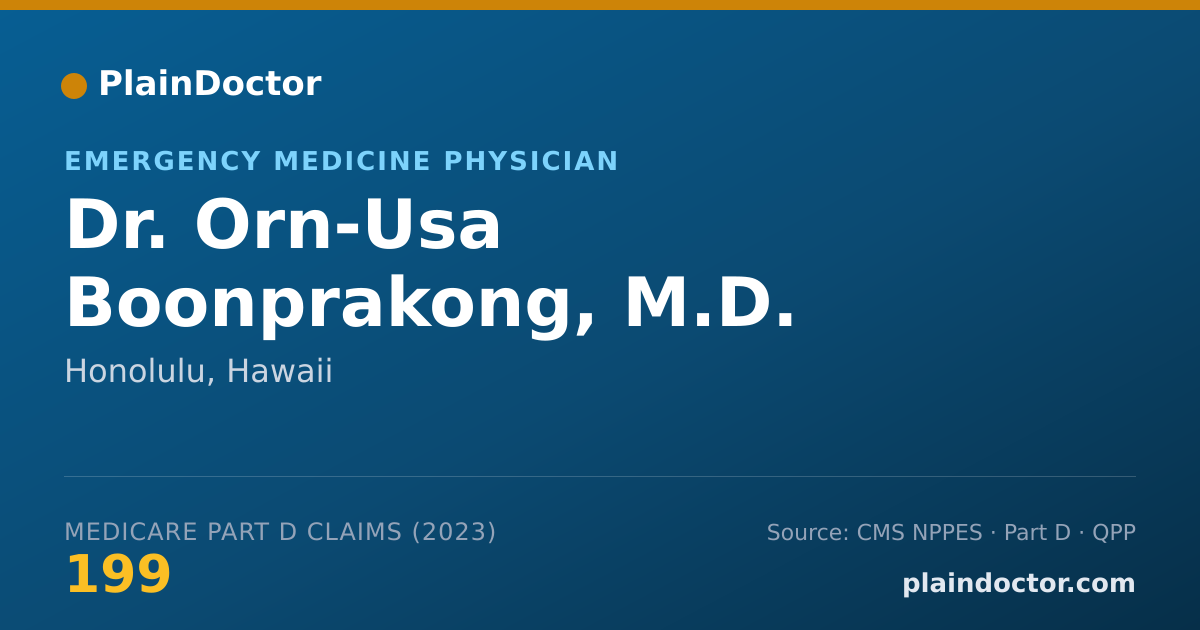 Shareable card for Orn-Usa Boonprakong, M.D. - Emergency Medicine Physician, Honolulu, HI