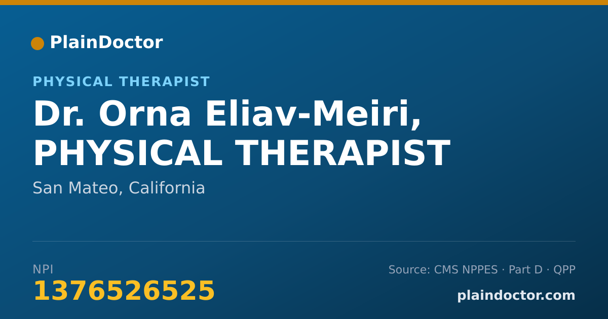 Shareable card for Orna Eliav-Meiri, PHYSICAL THERAPIST - Physical Therapist, San Mateo, CA