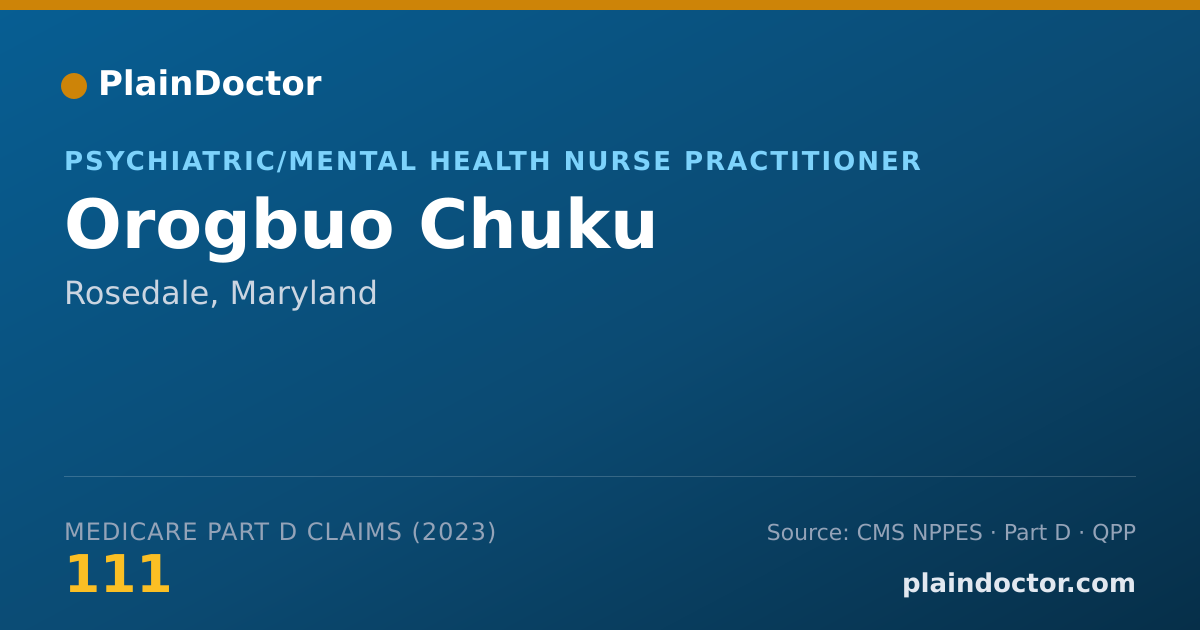 Shareable card for Orogbuo Chuku - Psychiatric/Mental Health Nurse Practitioner, Rosedale, MD
